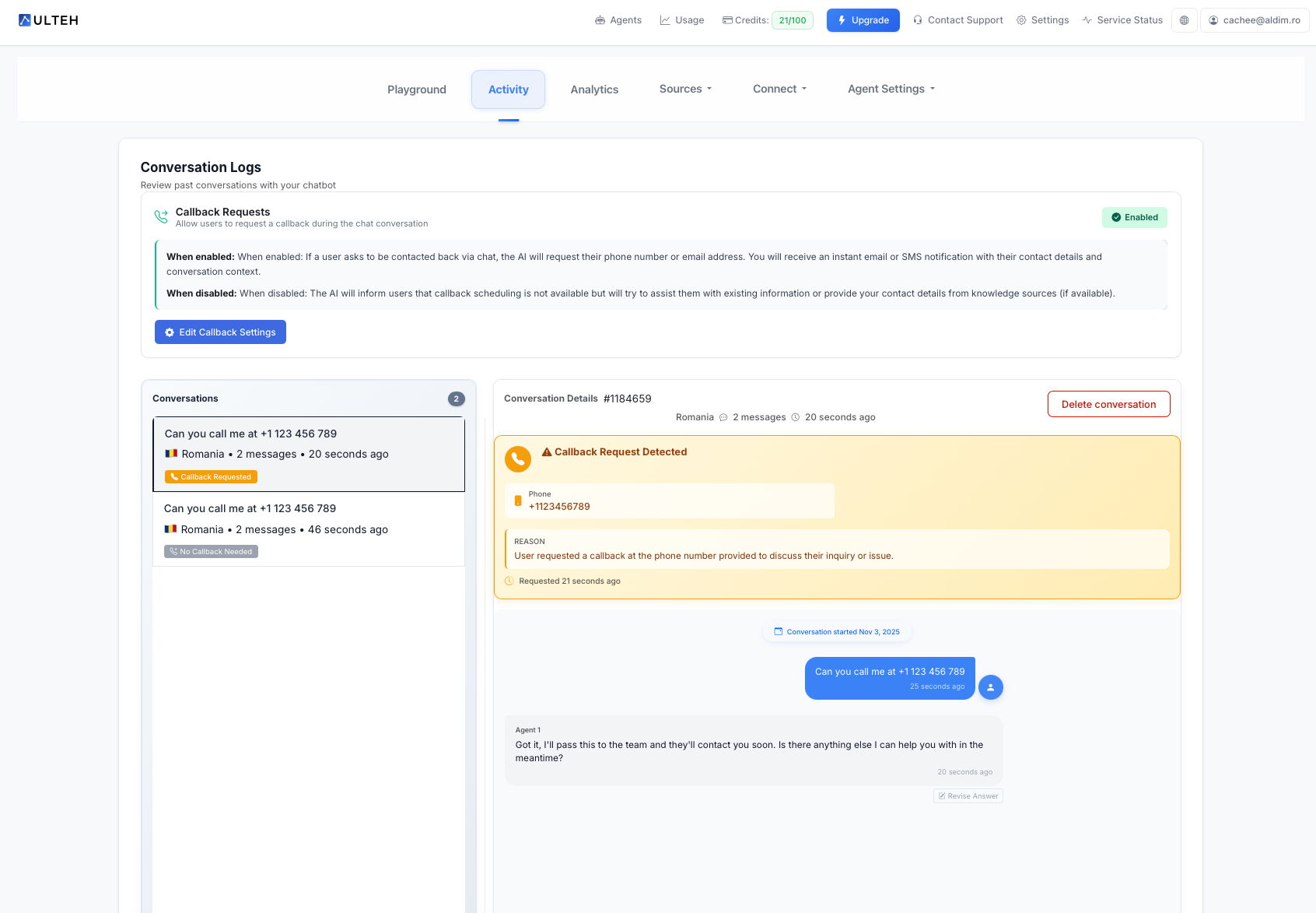 Activity Tab Overview